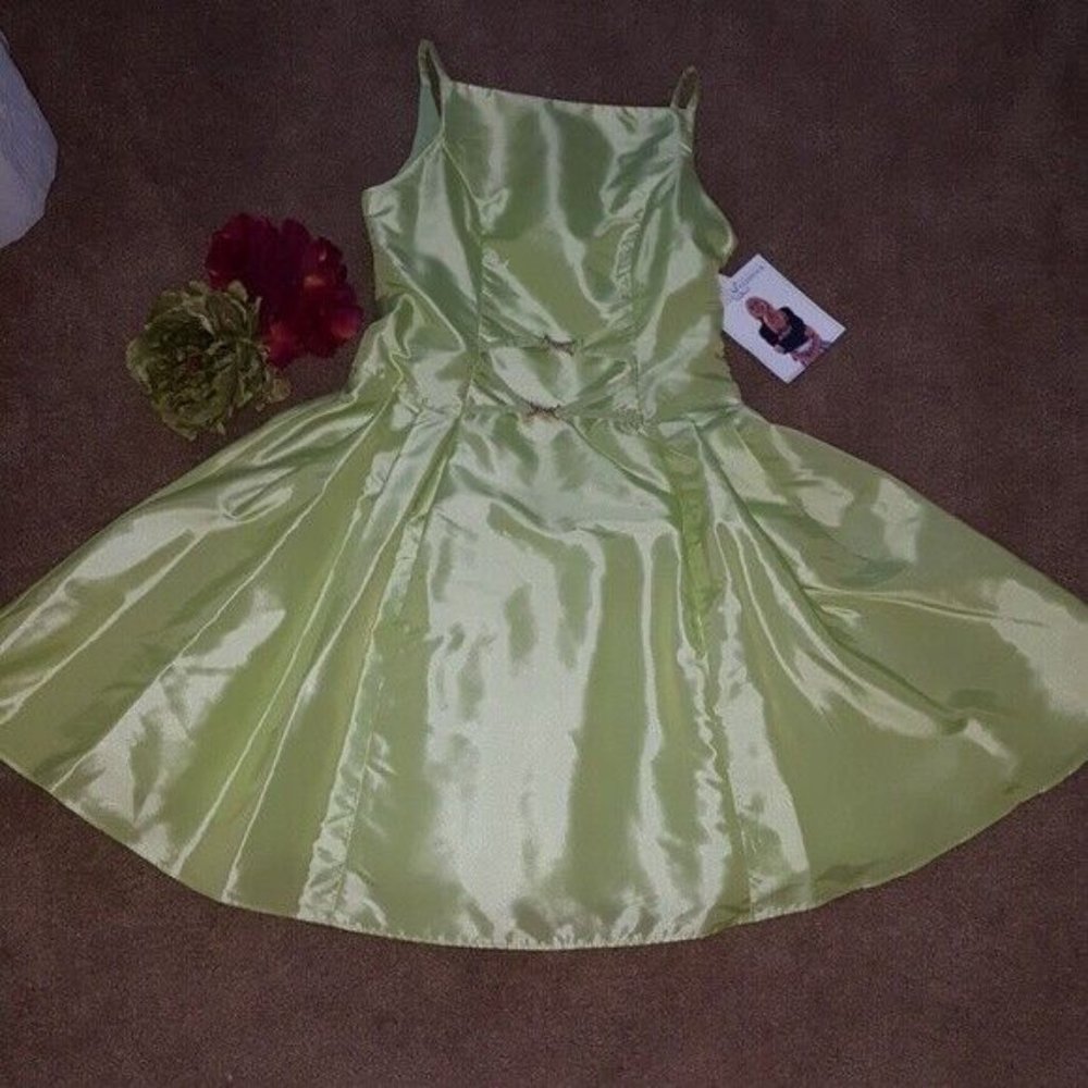 Jessica McClintock lime green occasion girls dress NWT wedding fancy girls 10 A2